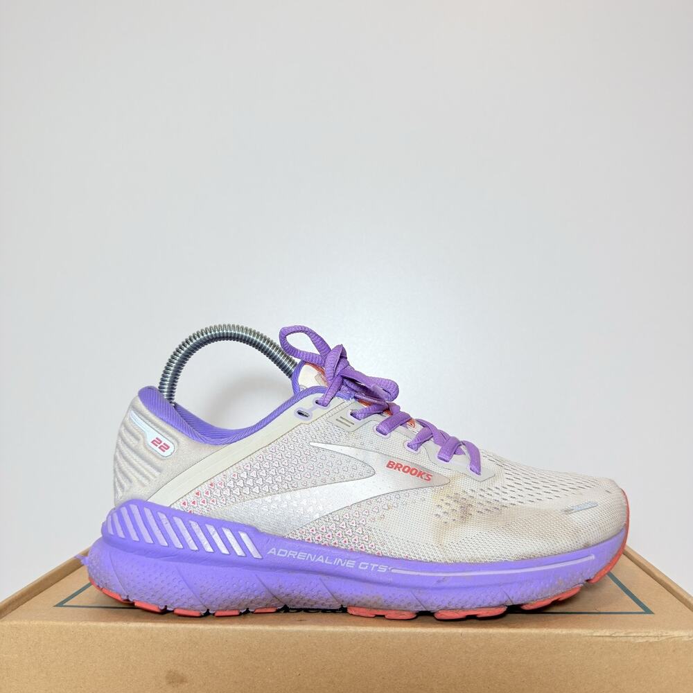 Brooks Adrenaline GTS 22 Womens Size 7 Purple Gray Road Running Shoes Trainers